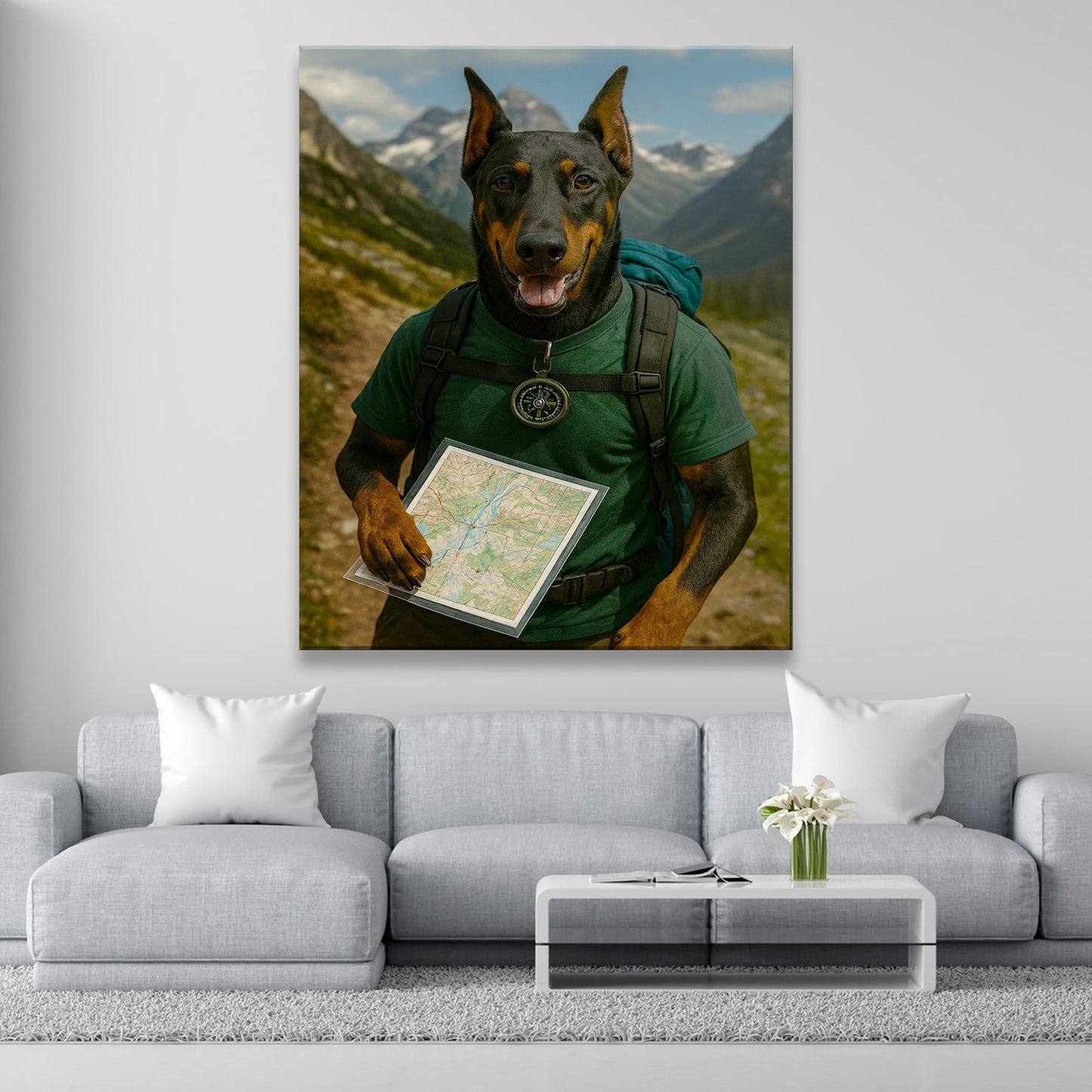 Custom Photo Explorer Hiking Dog Canvas Gift For Dog Lovers