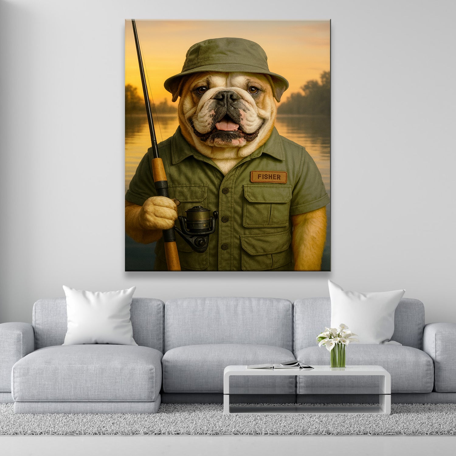 Custom Photo Fisher Dog Canvas Gift For Dog Lovers