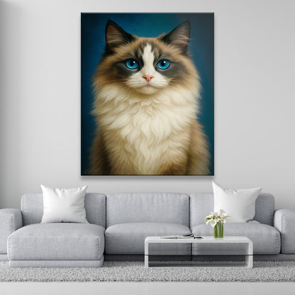 Custom Cat Deep Blue Canvas