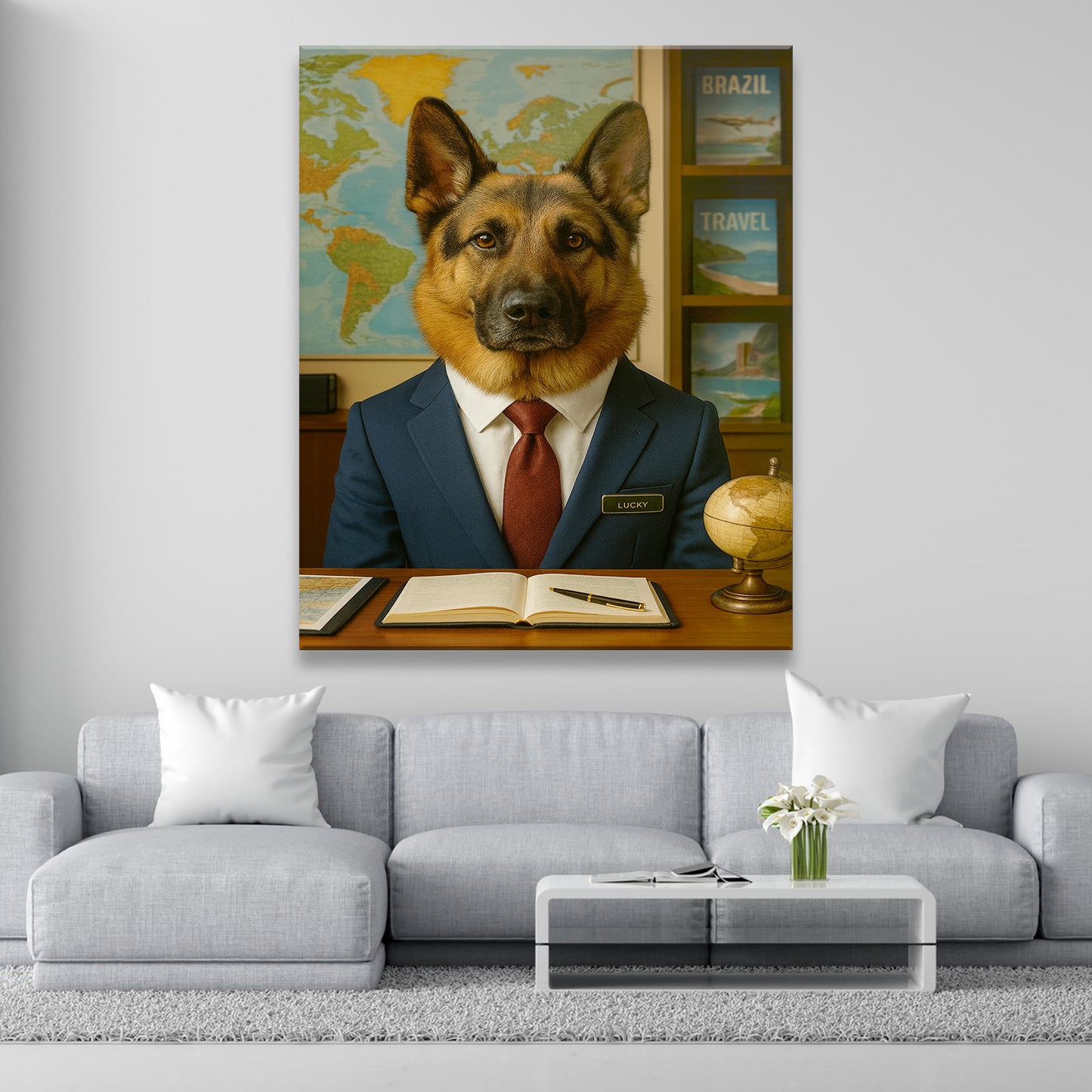 Custom Photo Travel Agent Dog Canvas Gift For Dog Lovers