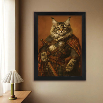 Custom Photo Royal Knight Cat Canvas Framed Wall Art Gift For Cat Lovers
