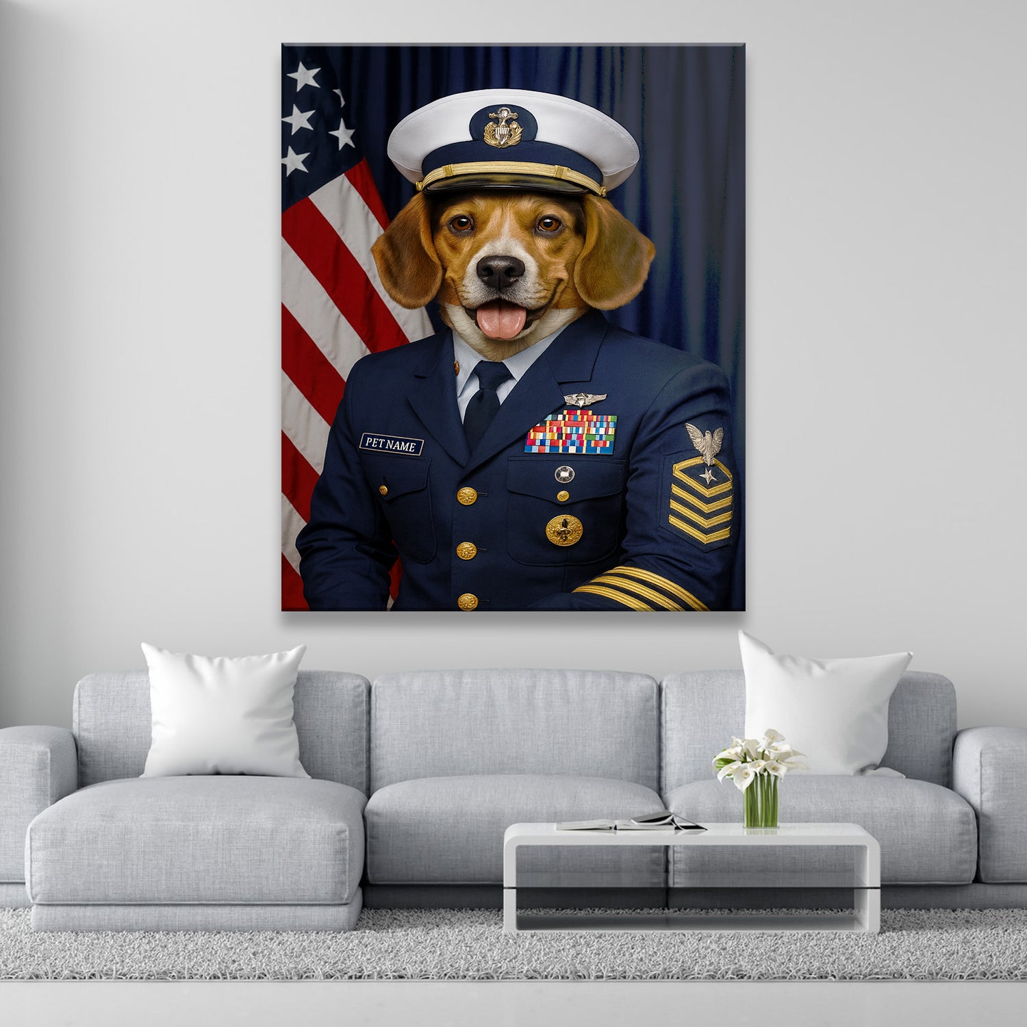 Custom Dog Photo Us Navy Canvas _ Gift For Dog Lovers