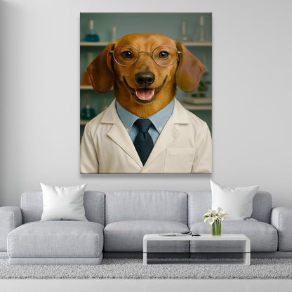 Custom Photo Scientist Dog Canvas Gift For Dog Lovers