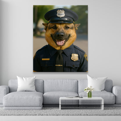 Custom Photo Police 2 Dog Canvas Gift For Dog Lovers