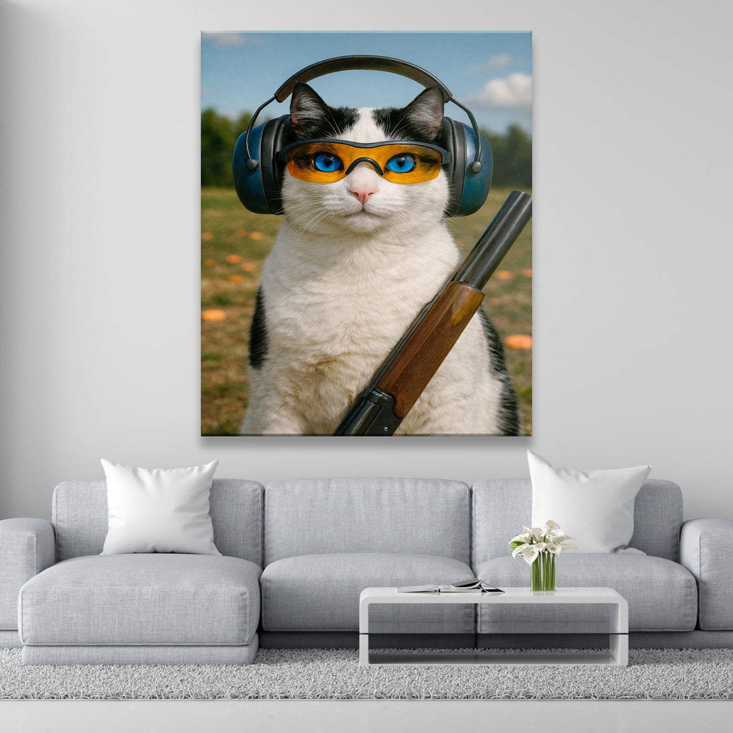 Custom Photo Clay Shooter Cat Canvas Gift For Cat Lovers
