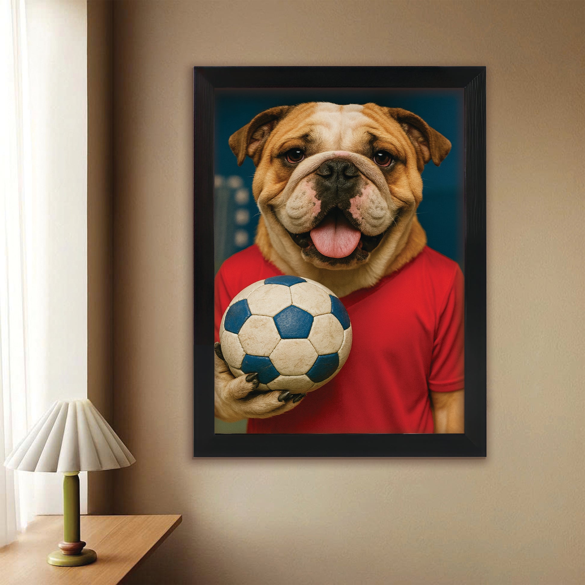 Custom Photo Handball Dog Canvas Framed Wall Art