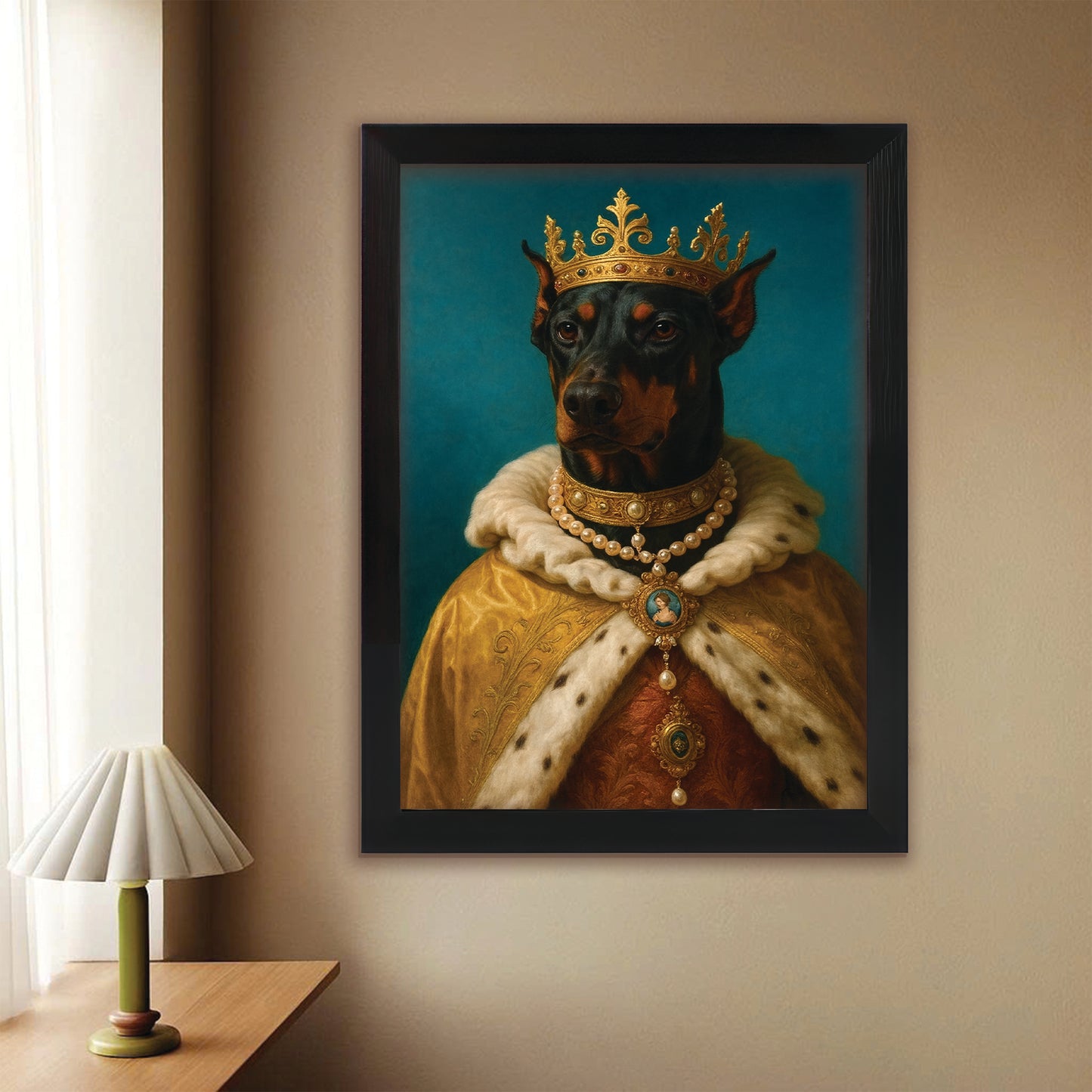 Custom Photo King Royal Dog Canvas Framed Wall Art Gift For Dog Lovers