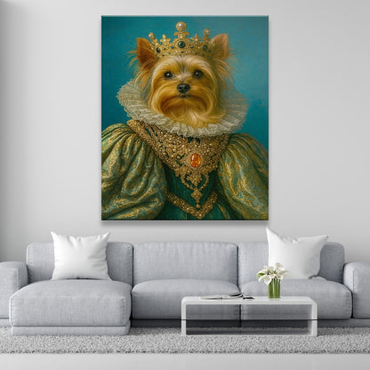 Custom Photo Potrait Royal Dog With Crown Canvas Gift For Dog Lovers