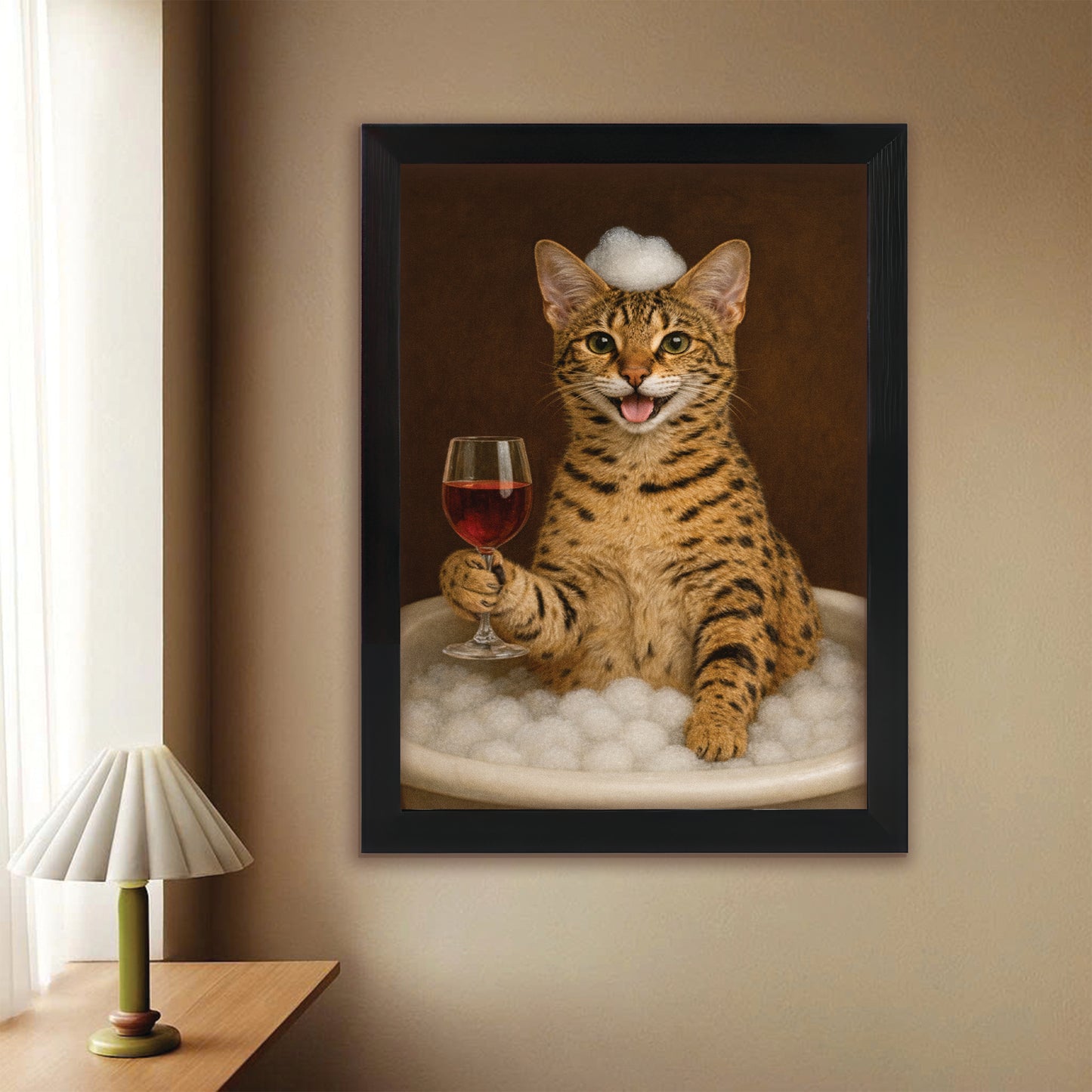 Custom Photo Cat Bathroom Style 27 Canvas Framed Wall Art Gift For Cat Lovers
