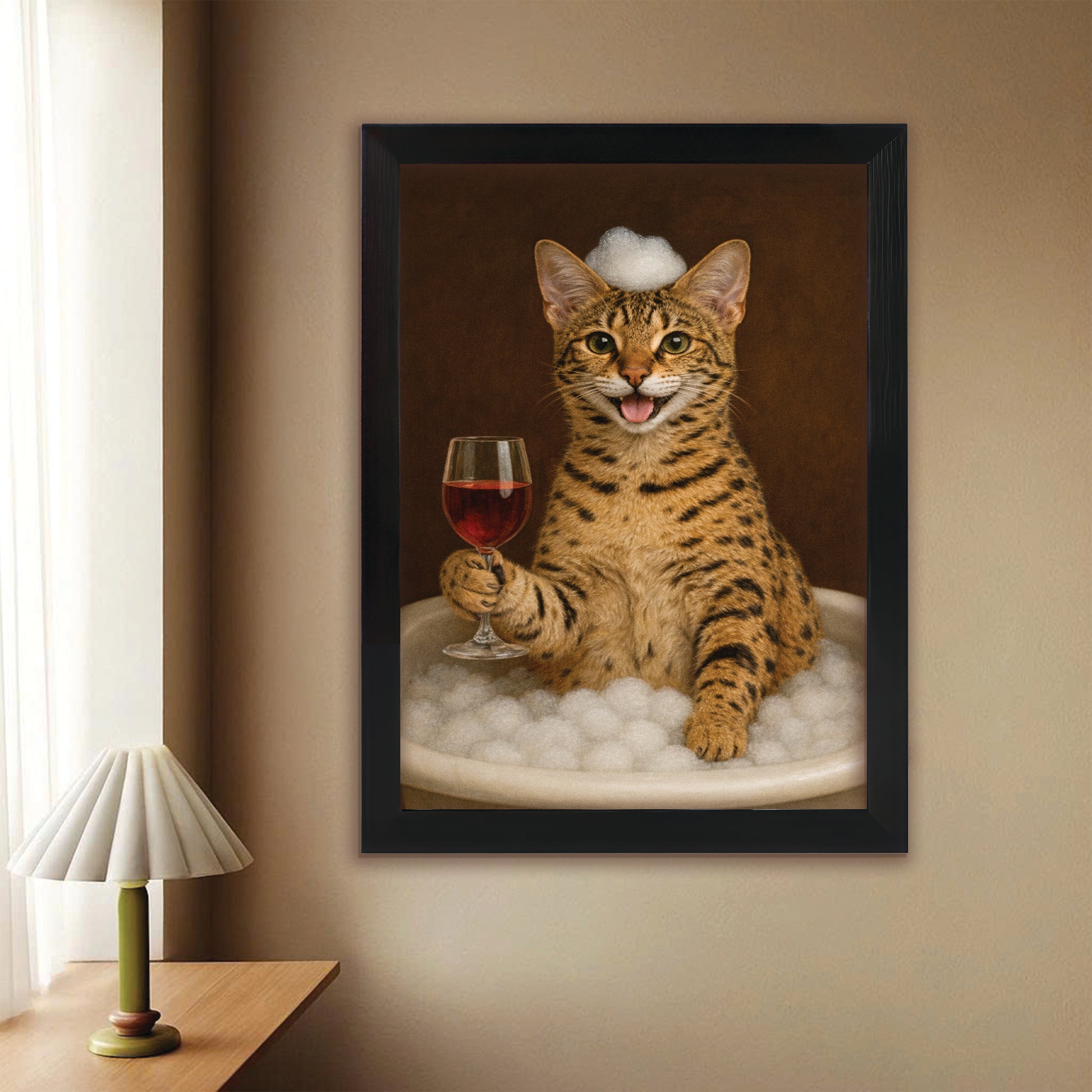 Custom Photo Cat Bathroom Style 27 Canvas Framed Wall Art Gift For Cat Lovers