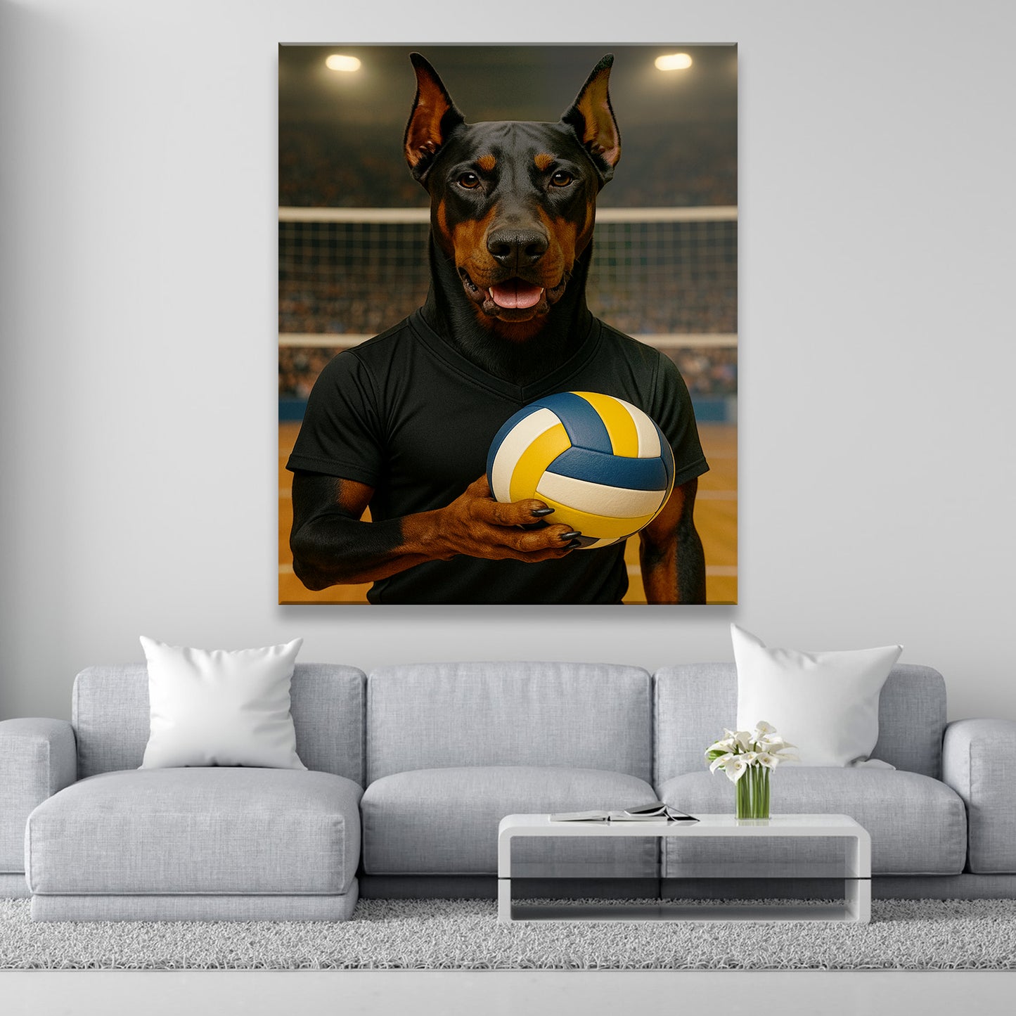 Custom Photo Volleyball Player Dog Canvas Gift For Dog Lovers