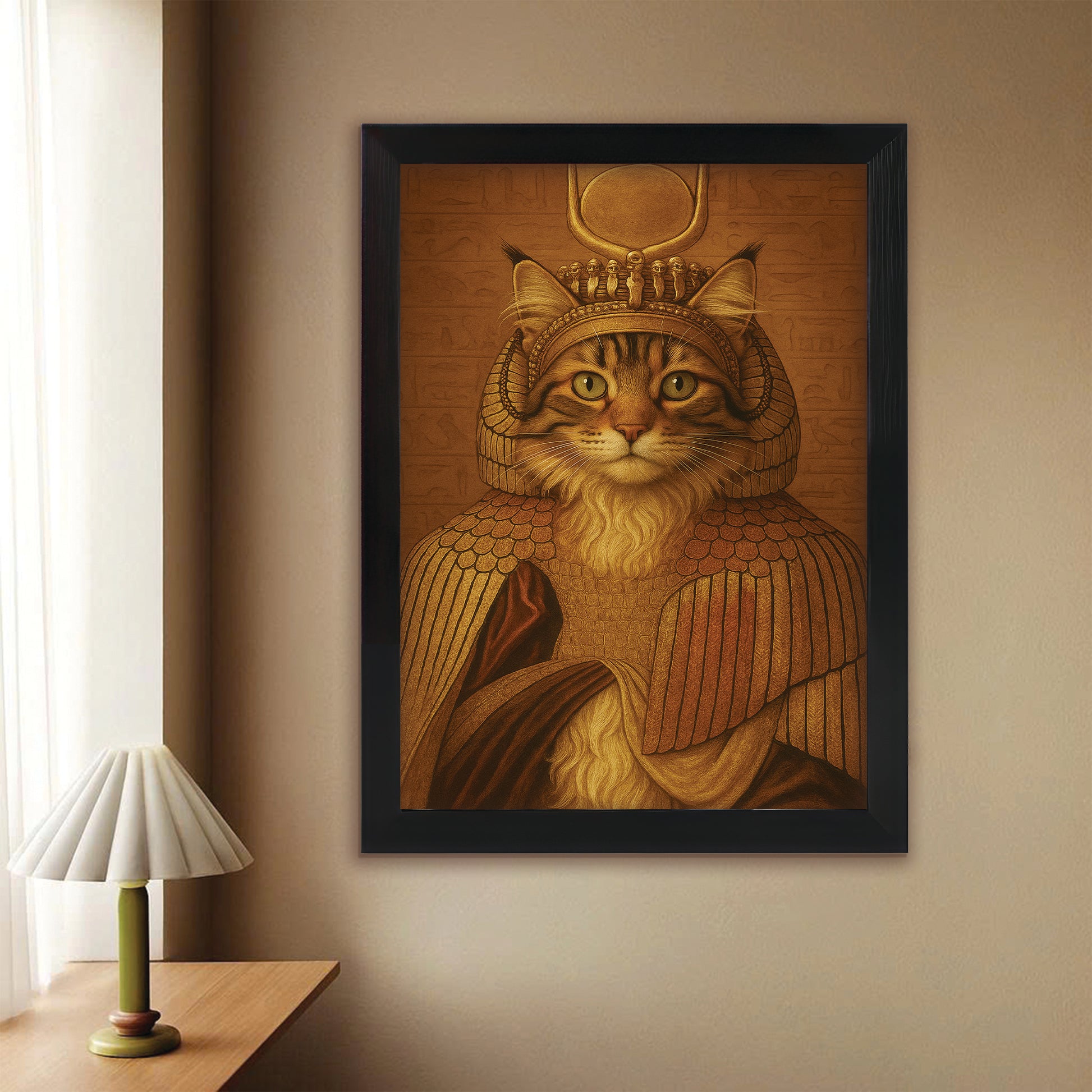 Custom Photo Cleopawtra Cat Canvas Framed Wall Art Gift For Cat Lovers