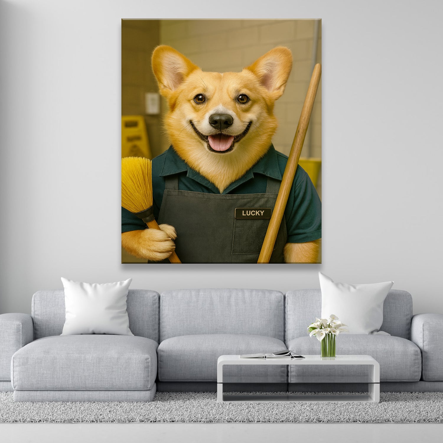 Custom Photo Janitor Dog Canvas Gift For Dog Lovers