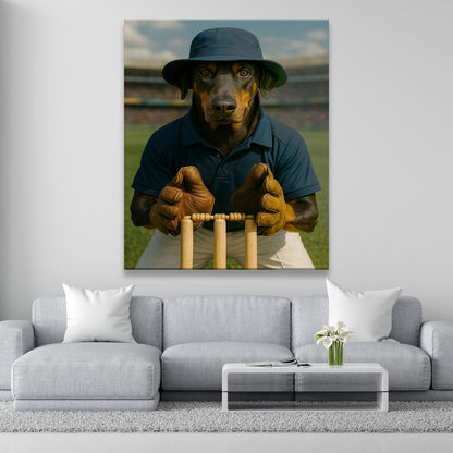 Custom Photo Cricket Player Dog Canvas Gift For Dog Lovers
