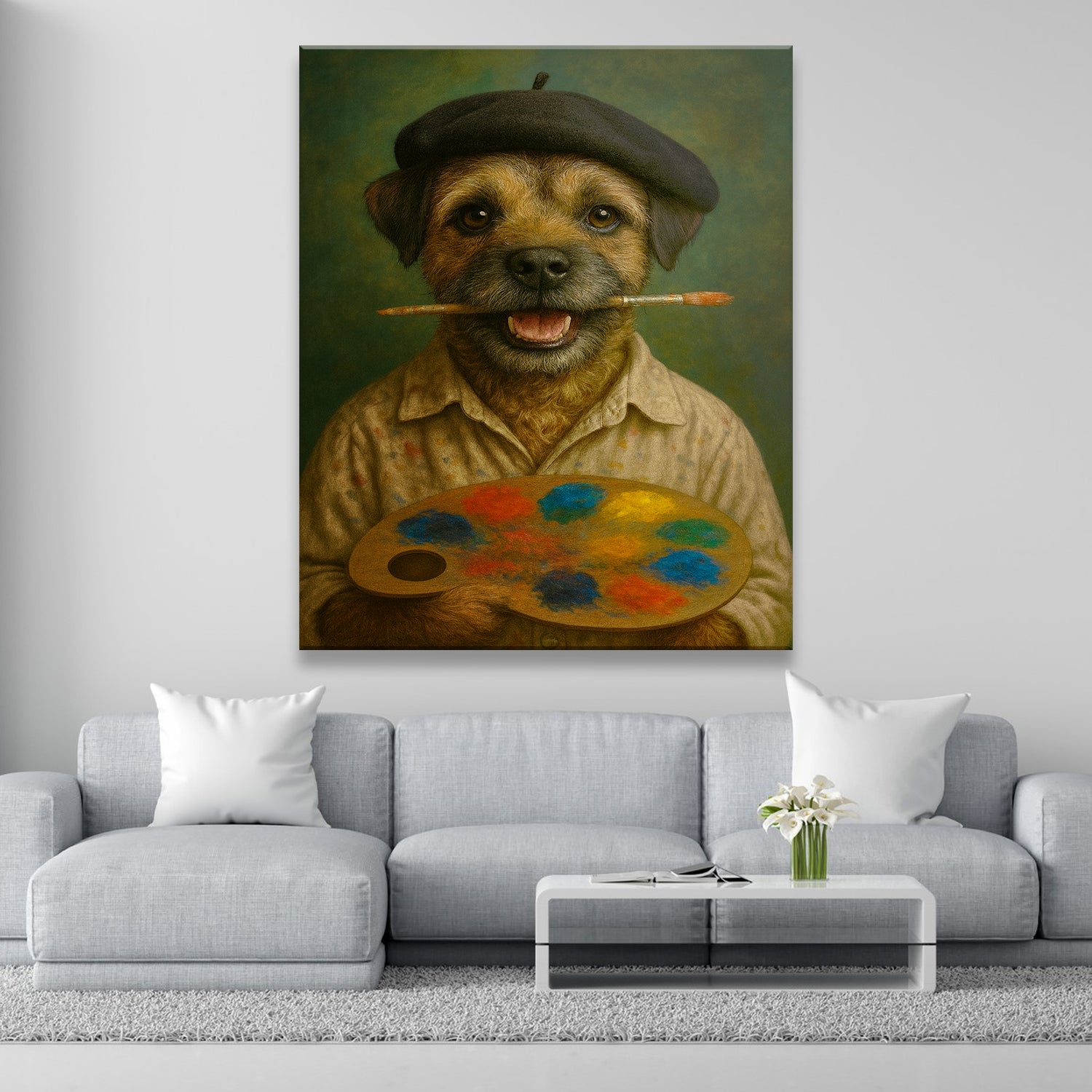 Custom Photo Artist Dog Canvas Gift For Dog Lovers