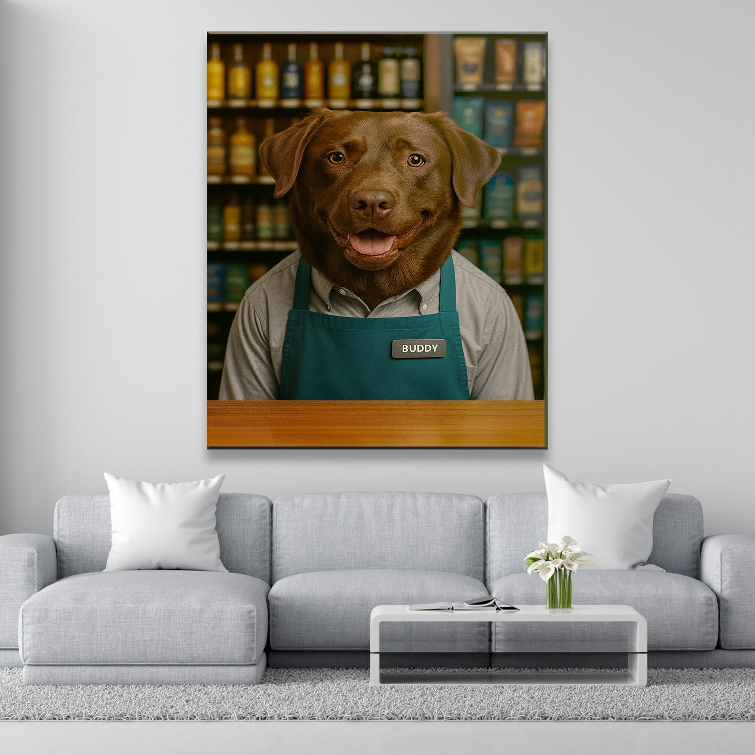 Custom Photo Shop Owner Dog Canvas Gift For Dog Lovers