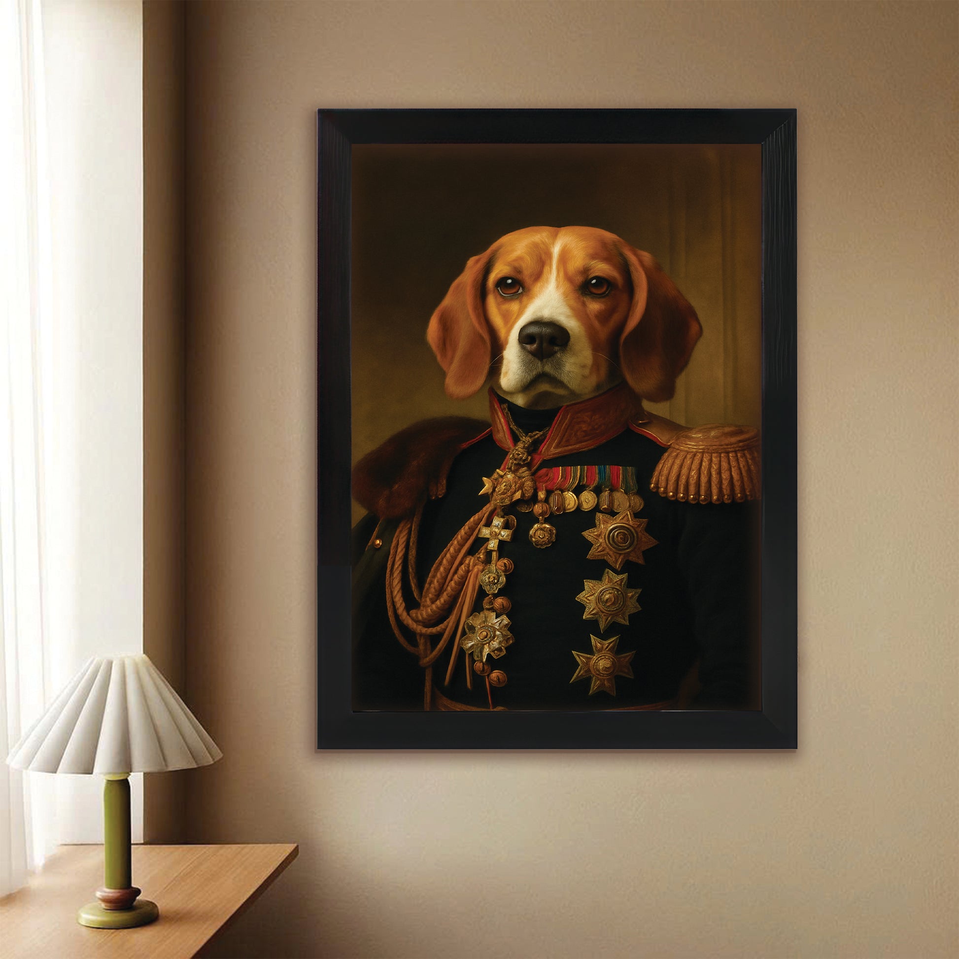 Custom Photo Dog Royal King Canvas Framed Wall Art Framed Wall Art _ Gift For Dog Lovers
