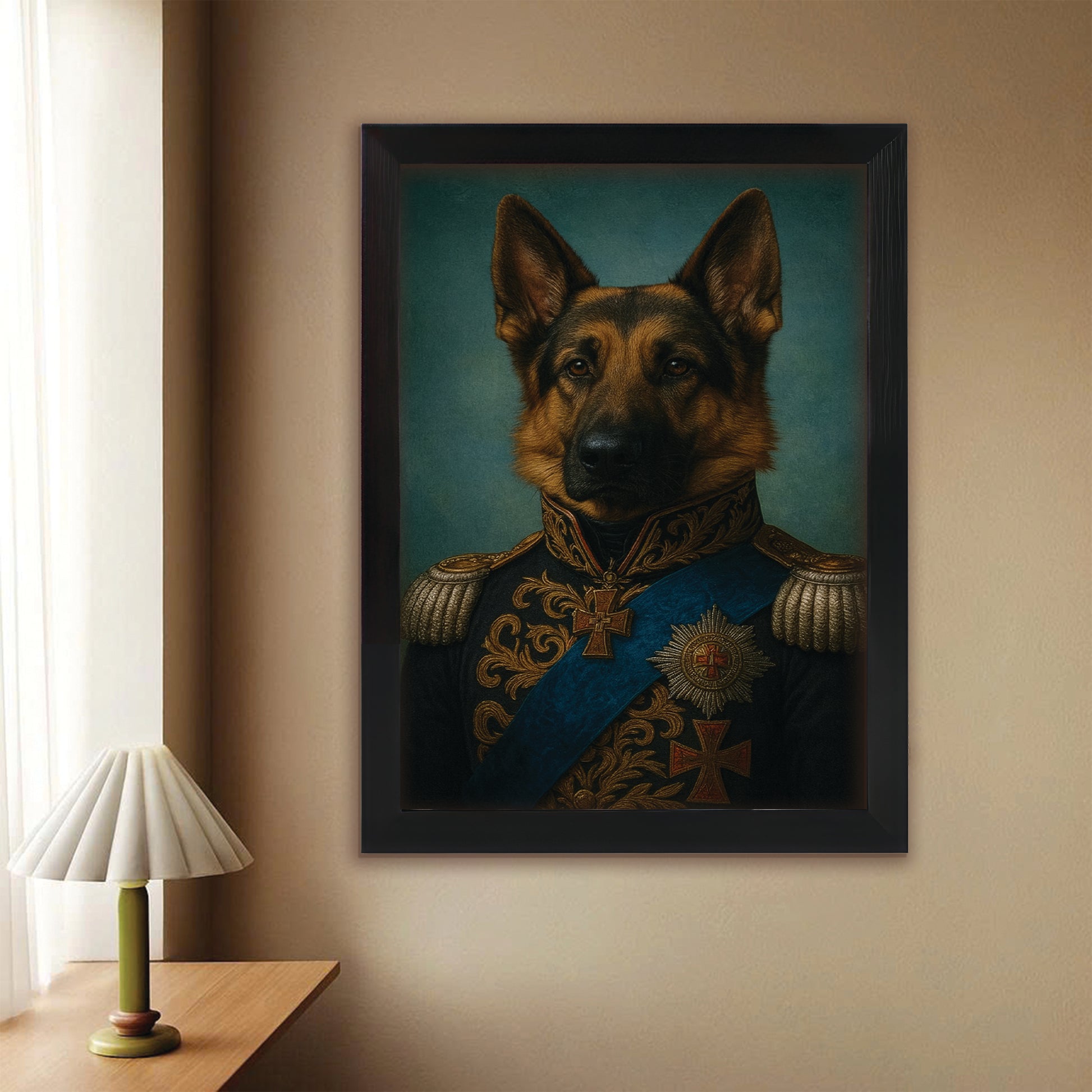 Custom Photo Royal Dog Canvas Framed Wall Art Gift For Dog Lovers