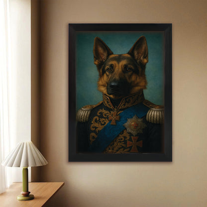 Custom Photo Royal Dog Canvas Framed Wall Art Gift For Dog Lovers