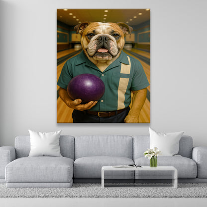 Custom Photo Bowling Dog Canvas Gift For Dog Lovers