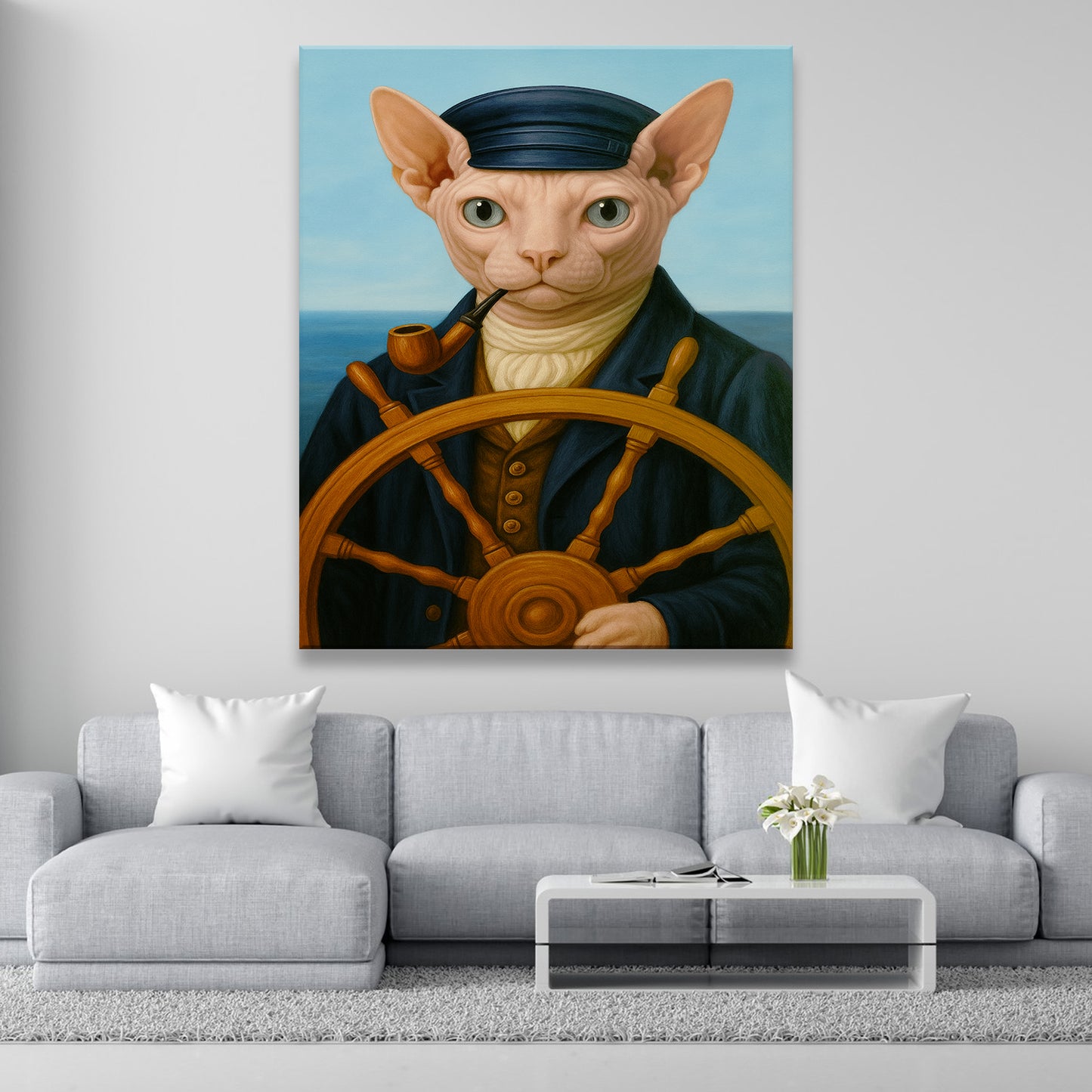 Custom Photo Sailor Cat Canvas Gift For Cat Lovers