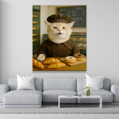Custom Photo Baker Corgi Cat Canvas Gift For Cat Lovers