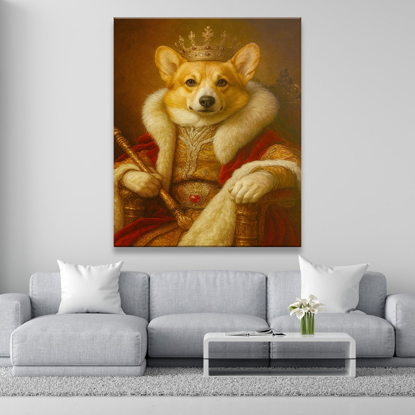 Custom Photo King Royal With Crown Dog Canvas Gift For Dog Lovers