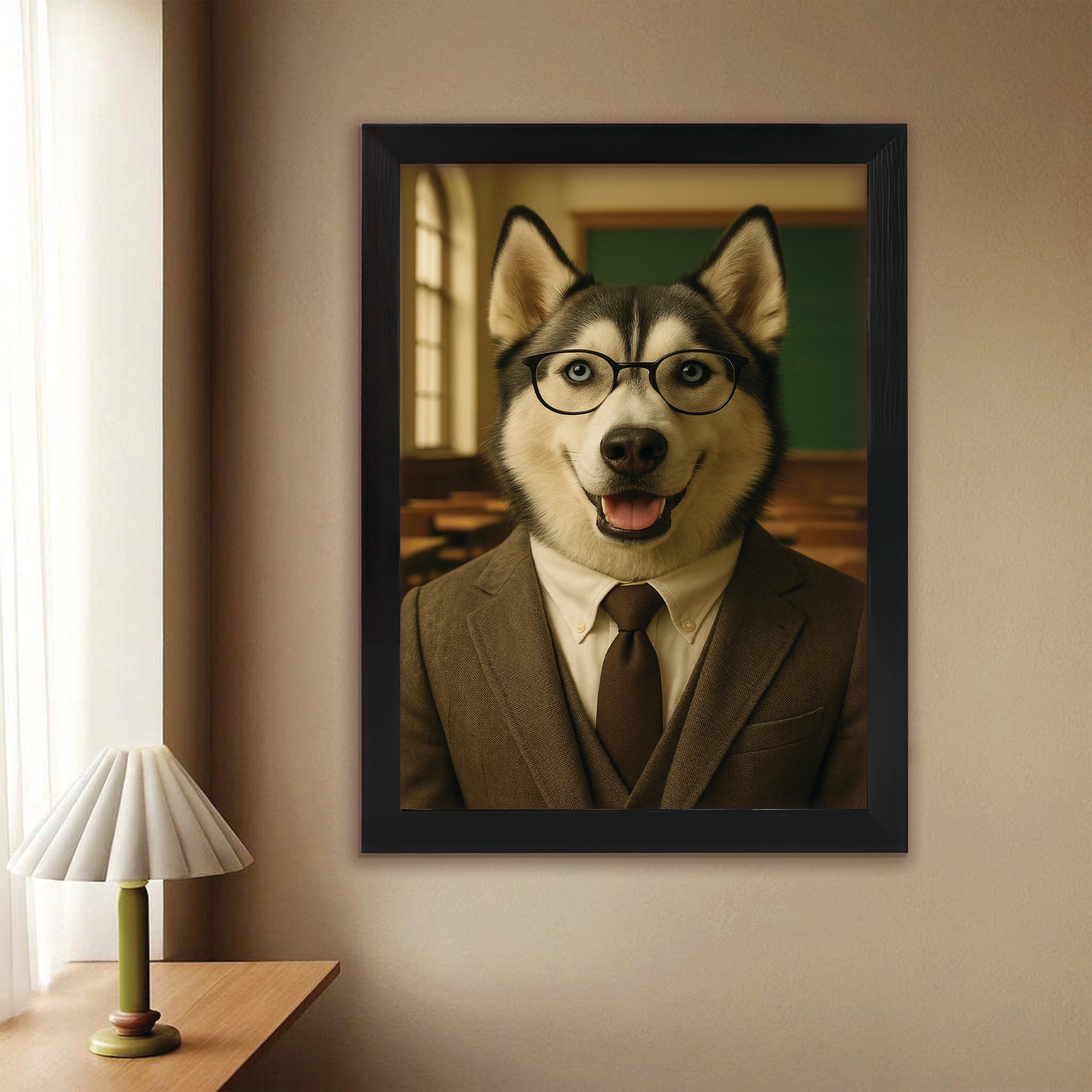 Custom Photo Teacher Dog Canvas Framed Wall Art Gift For Dog Lovers