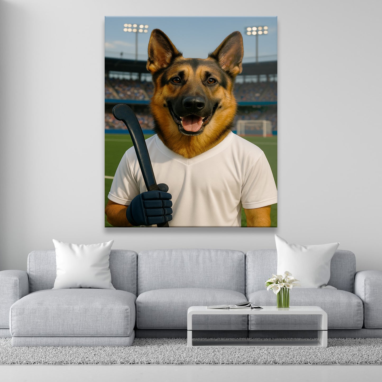 Custom Photo Field Hockey Dog Canvas Gift For Dog Lovers