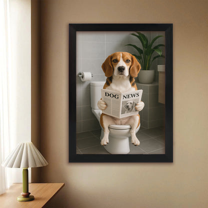 Custom Photo Dog Bathroom Style 4 Canvas Framed Wall Art Gift For Dog Lovers