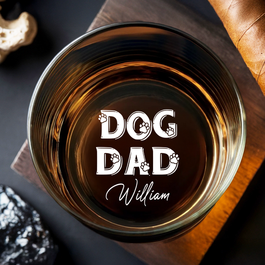 Personalized Dog Dad Whiskey Glass, Custom Dog Ear Glass  With Name, Pet Lover Gift, Dog Dad Gift TNG197