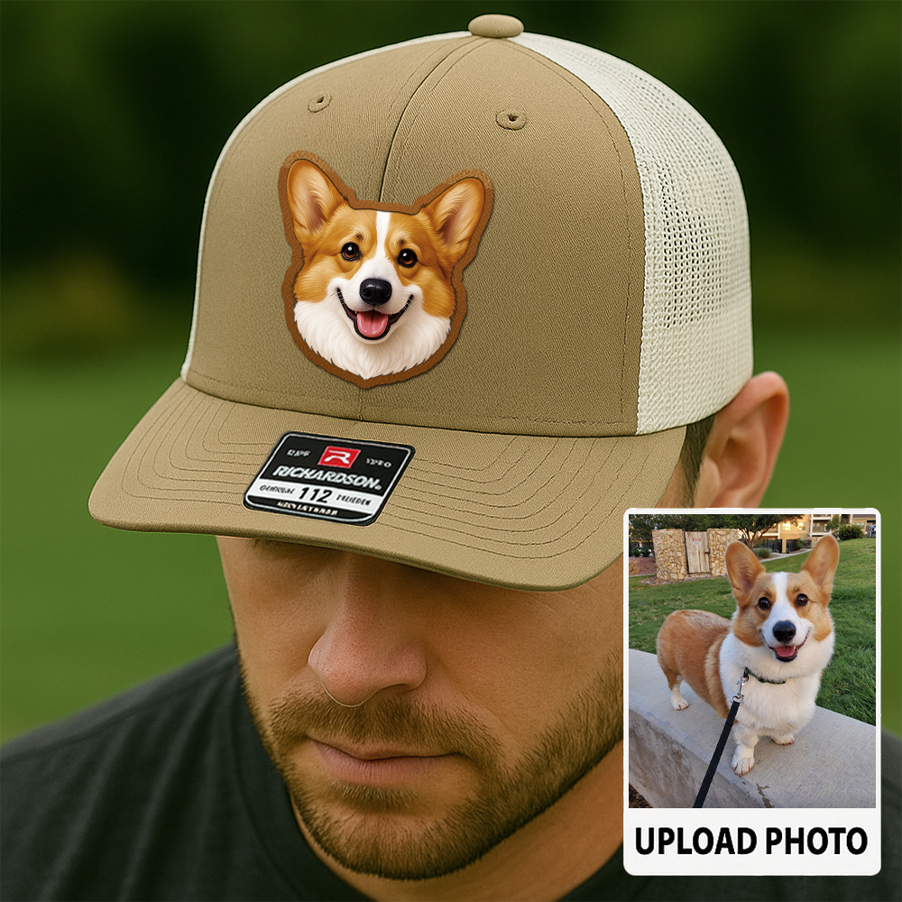 Custom Pet Printed Leather Hat – Unique Trucker Cap with Your Pet's Picture – Personalized Dog Gift TH996