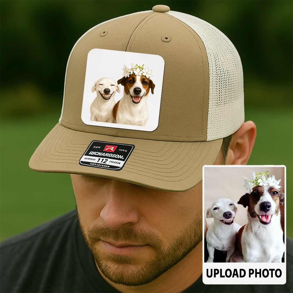 Custom Pet Hat with Leather Patch – Personalized Dog Cap – Memorial Gift for Pet Lover TH9912