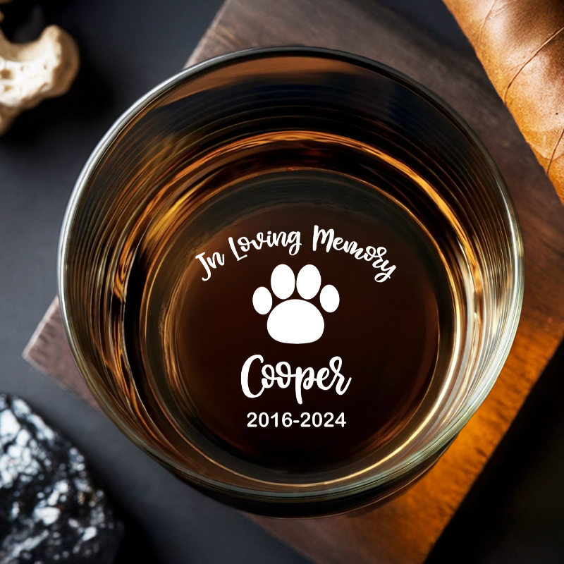 Custom Photo Dog Memorial Whiskey Glass Gift, I Loved You Your Whole Life, Pet Sympathy, Pet Loss, Cat Memorial, Loss of Dog Gift TNG202