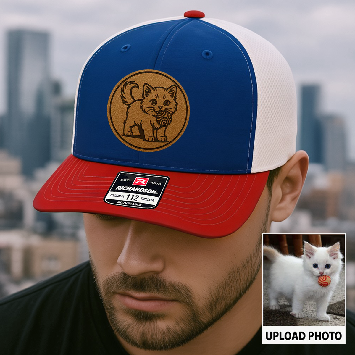Custom Cat Photo Trucker Hat | Personalized Cat Photo Hat for Cat Owners | Gift For Cat Lovers TNGANSP036