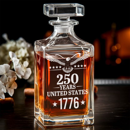 250th Years America Engraved Whiskey Decanter Set, USA Patriotic Gift THUC99