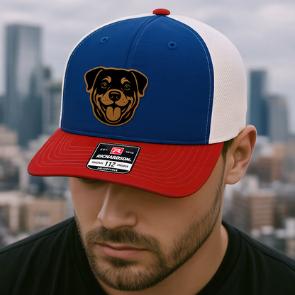 Custom Pet Photo Trucker Hat – Personalized Leather Patch Hat – Dog Portrait Gift – Custom Pet Face Hat P99A19