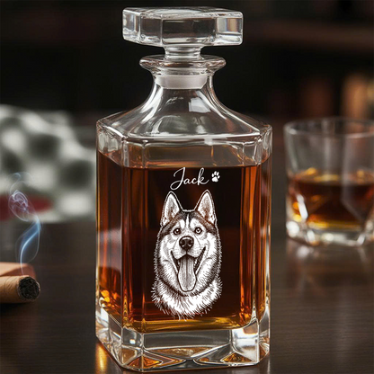 Custom Photo Dog Whiskey Decanter Set with Name, Personalized Dog Lover Decanter Gift THUC99