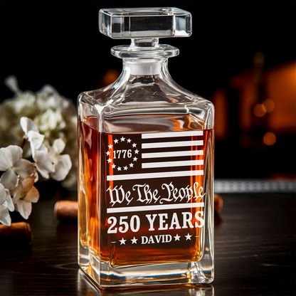 We The People USA 250th Engraved Whiskey Decanter Set, 4th July Gift THUC99