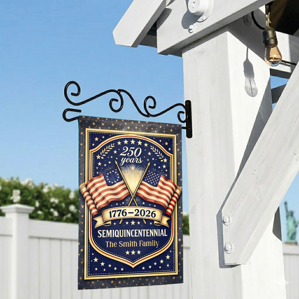 Custom American Flag 1776–2026 250 Years Independence Garden Flag Family Name Gift
