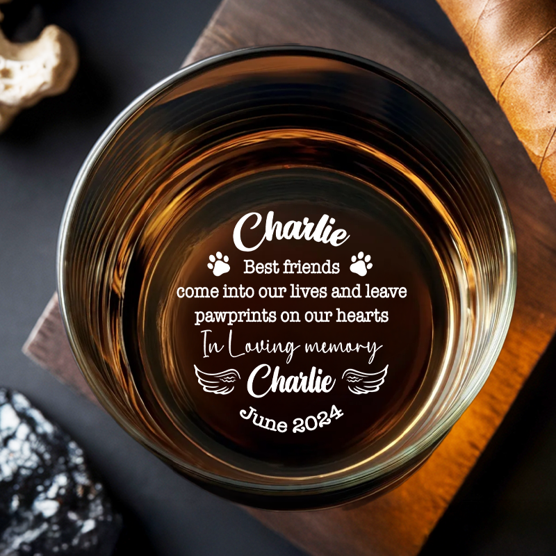 Personalized Dog Memorial Whiskey Glass, Memorial Pet Glass with Photo, Dog Memorial Gifts, Dog Sympathy Gift TNG201