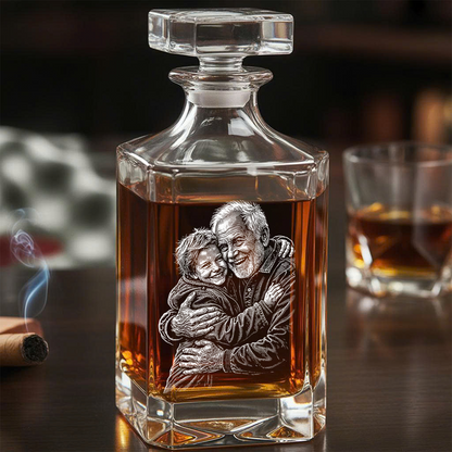 Custom Photo Grandpa Whiskey Decanter Set, Personalized Family Gift THUC99