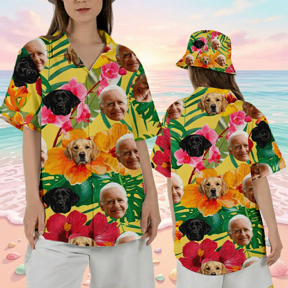 Custom Photo Dog Tropical Shirt, Personalized Hawaiian Shirt, Dog Lover Vacation Gift THUC99
