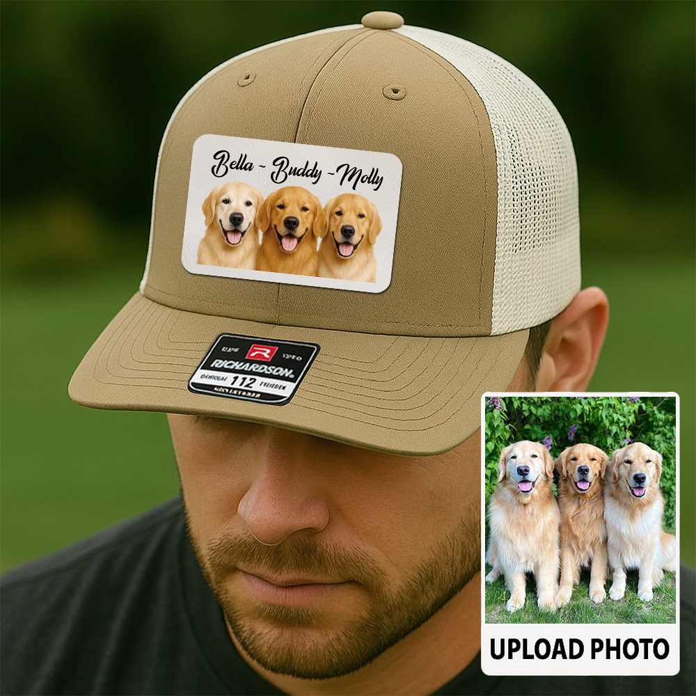 Custom Pet Hat with Leather Patch – Personalized Dog Cap – Memorial Gift for Pet Lover TH9911