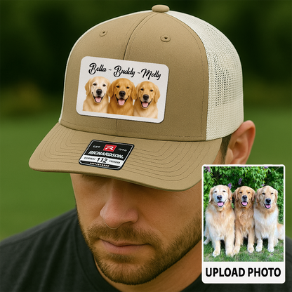 Custom Pet Hat with Leather Patch – Personalized Dog Cap – Memorial Gift for Pet Lover TH9911