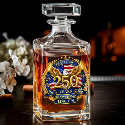 Custom Name 250 Years USA Whiskey Decanter Set, Patriotic Gift THUC99