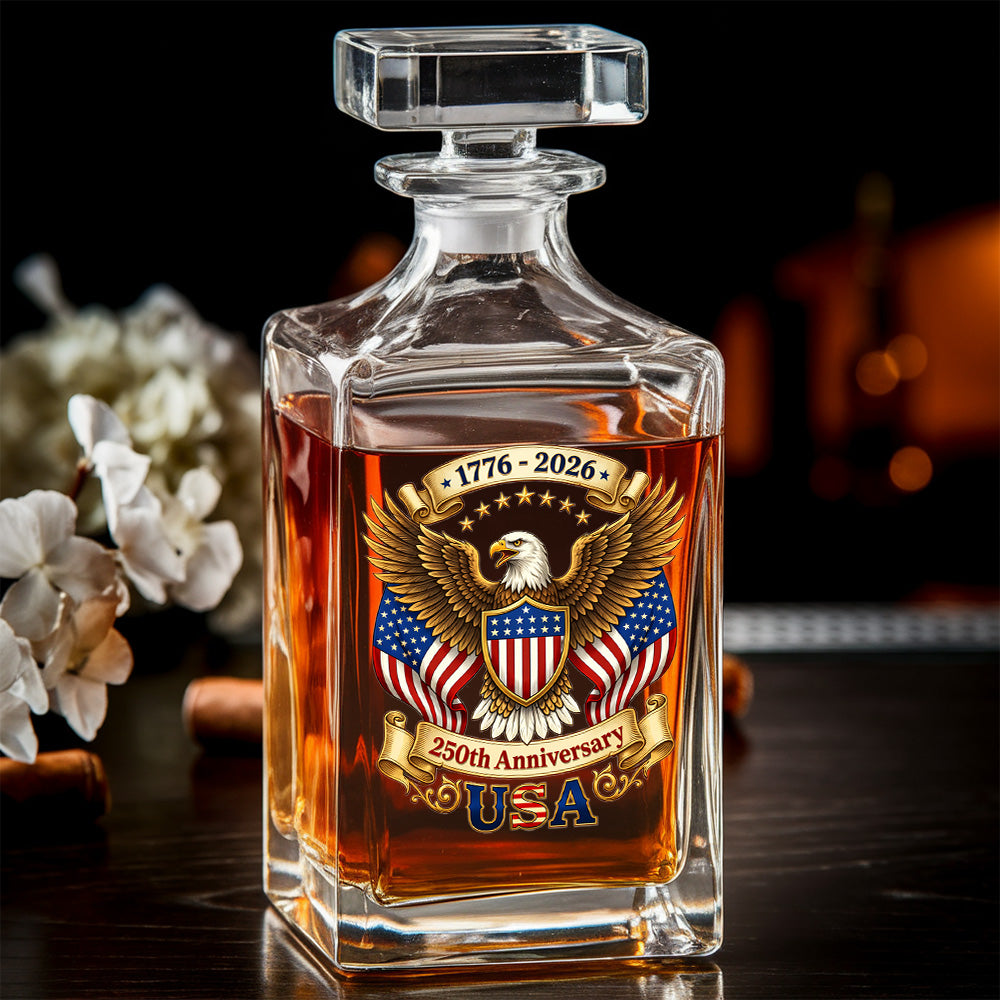 250th Eagle USA Whiskey Decanter Set, Patriotic Independence Day Gift THUC99