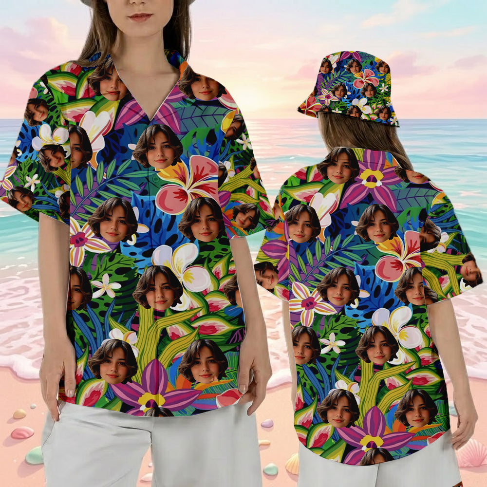 Custom Photo Face Hawaiian Shirt, Personalized Tropical Vacation Shirt, Family Matching Outfit THUC99