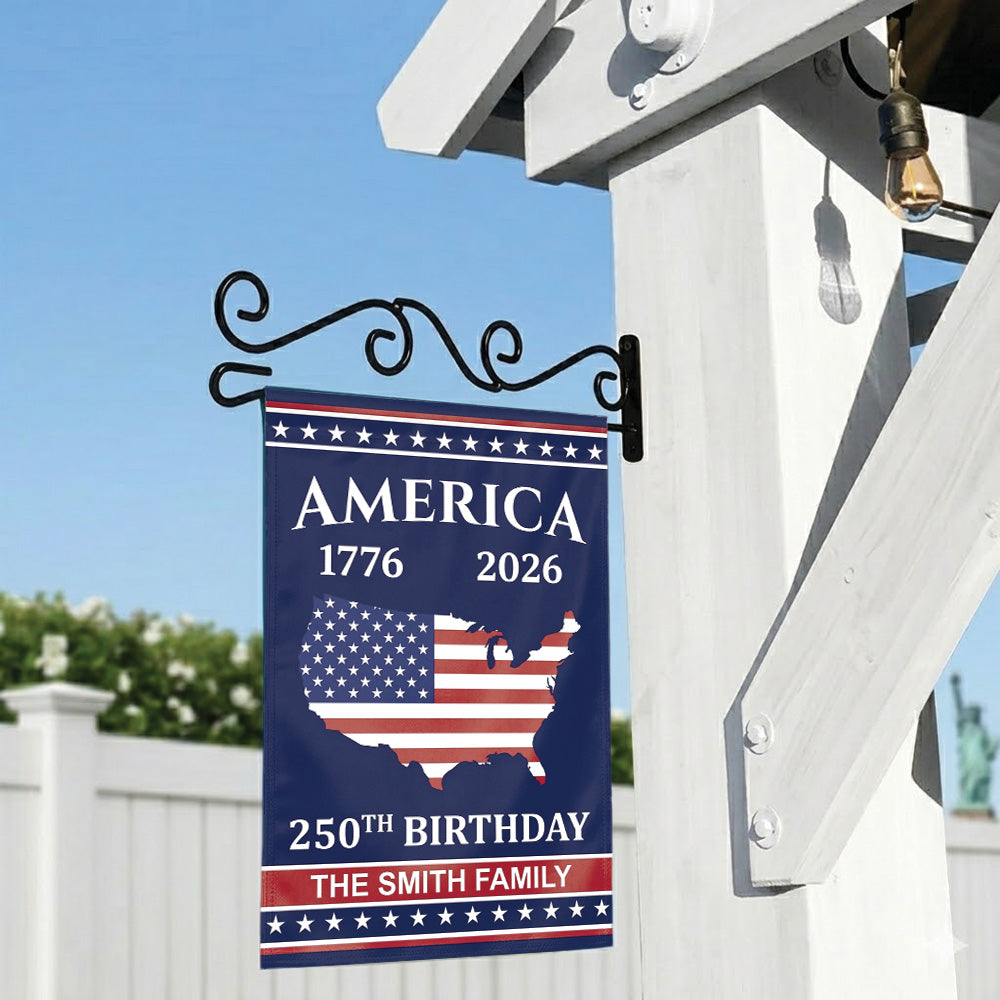 Personalized USA 250th Anniversary Flag 1776-2026, Custom Name Patriotic American Flag, Independence Day 4th of July Outdoor Garden Flag