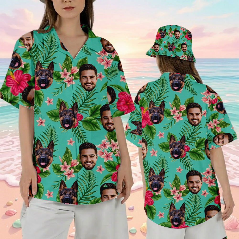 Custom Photo Dog Hawaiian Shirt, Personalized Pet Aloha Shirt, Family Matching Summer Outfit THUC99